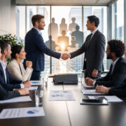 Team di professionisti durante una trattativa aziendale, simbolo della valutazione del capitale umano nelle operazioni di M&A.