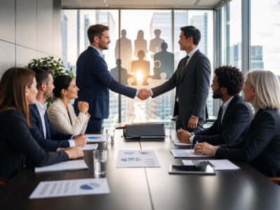 Team di professionisti durante una trattativa aziendale, simbolo della valutazione del capitale umano nelle operazioni di M&A.